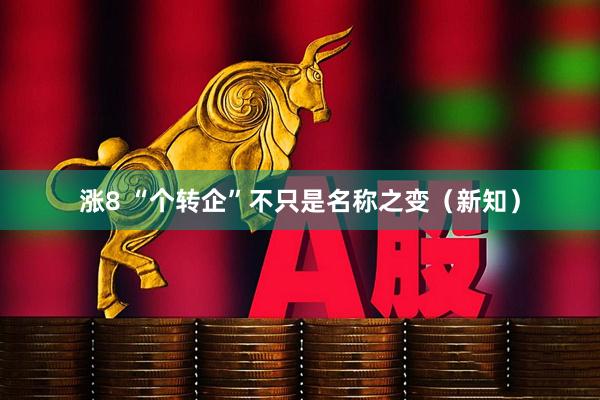 涨8 “个转企”不只是名称之变（新知）
